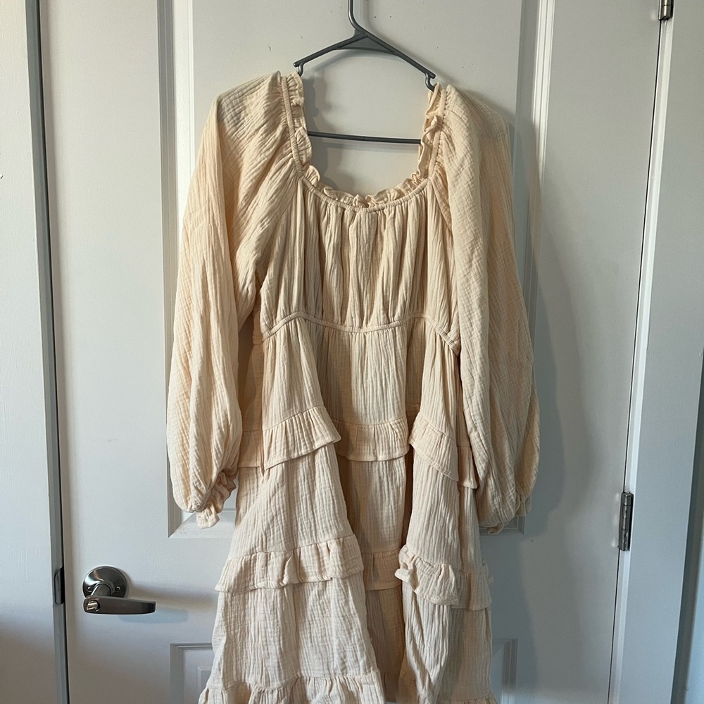Morning Lavender Cream Long Sleeve Women's Dress - Picture 5 of 5